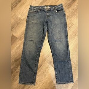 Eileen Fisher Jeans Womens 12 Straight Leg Blue Stretch Denim Pants USA Made